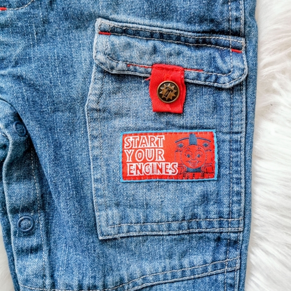 Vintage Thomas the Train Denim Overalls Size 12 months - Picture 2 of 5